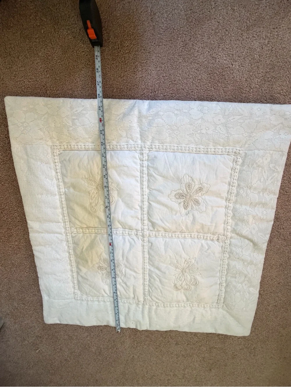New Anthropologie vienne floral cotton embroidered euro sham lace white cover